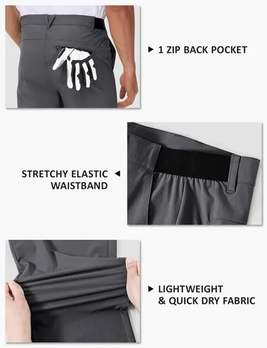 Vista 5 de TBMPOY Pantalones de golf elásticos para hombre con 4 bolsillos, de secado rápido, ligeros, de verano, pantalones casuales para hombres, trabajo