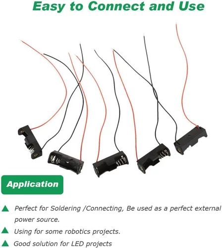 Vista 5 de Paquete de 18 soportes de batería A23, caja de batería de 12 V 23 A, 1 soporte de batería de plástico de 23 A con cables de plomo, color negro