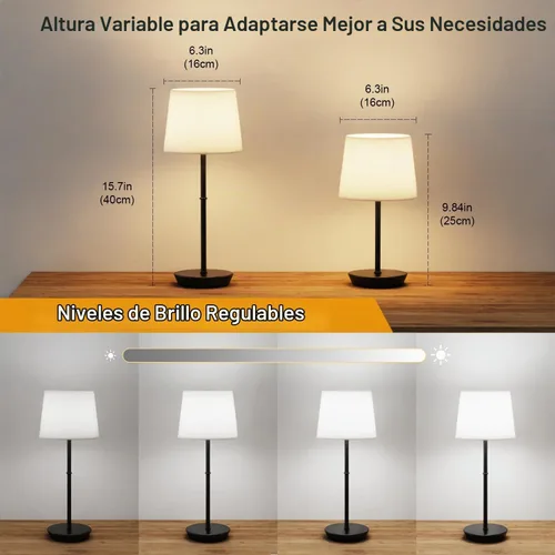 Vista 6 de lámpara de mesa recargable, lámpara de escritorio inalámbrica con batería de 5000mAh, bombillas RGB magnéticas regulables y control remoto, lámpara
