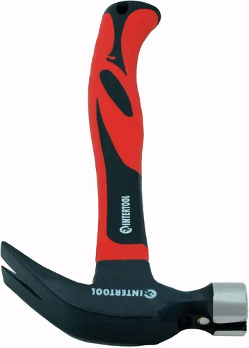 Vista 4 de INTERTOOL Martillo de garra de 16 onzas / 1 libra para enmarcar, clavos, carpintería, cara fresada y mango de fibra de vidrio antideslizante que