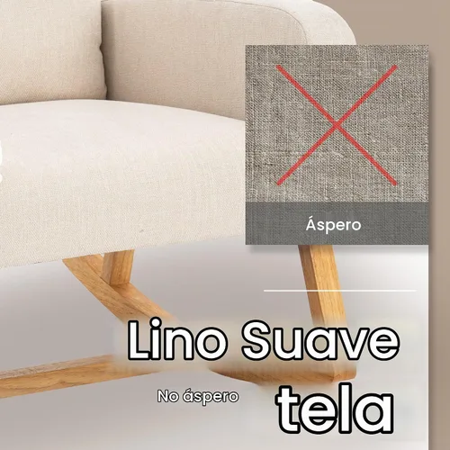 Vista 3 de Mecedora para guardería, sillas de acento modernas tapizadas de lino para enfermería, sillón acolchado para sala de estar interior, dormitorio, beige