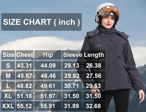 Vista 6 de ELLSWOS - Abrigos de invierno para mujer, resistentes al agua, chaqueta de esquí, abrigos cálidos para la nieve, cortavientos, impermeable