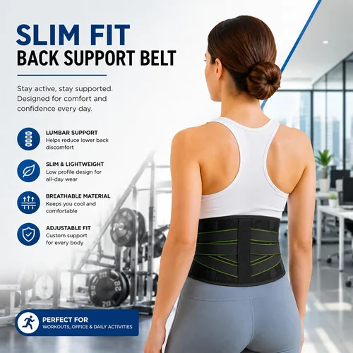 Vista 3 de Soporte de espalda para dolor de espalda baja - Cinturón de apoyo lumbar transpirable para alivio de ciática, hernia de disco y escoliosis - Correas