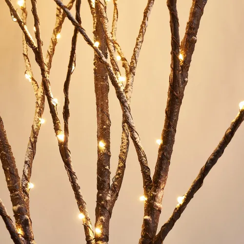 Vista 2 de LITBLOOM Árbol de ramitas nevadas iluminadas con luces de hadas de 4 pies, 200 luces LED, árbol flocado con luces para el hogar, Acción de Gracias