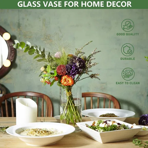 Vista 5 de Jarrón cilíndrico de vidrio de 6 pulgadas de alto para centros de mesa, juego de 6 Clear Glass Vases Bulk for Flowers Decor,Floating