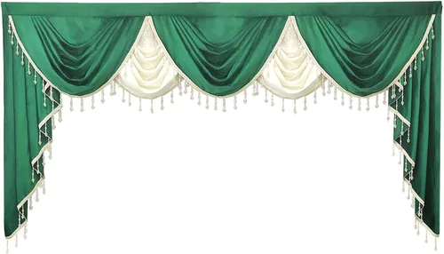 Vista 30 de Gxi Cenefa de cortina de terciopelo beige burdeos para ventanas de cocina, cenefas de cascada de terciopelo, cortinas de ventana para sala de estar