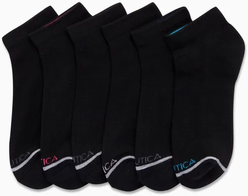 Vista 4 de Nautica Calcetines deportivos acolchados para mujer con control de humedad y corte de cuarto (paquete de 6)