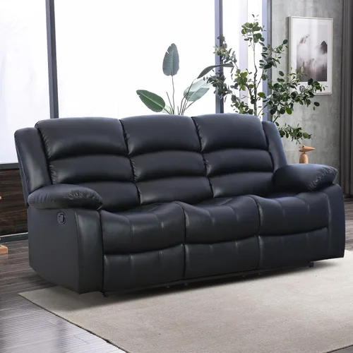 Vista 26 de EBELLO Juego de sofá reclinable manual, moderno juego de muebles reclinables de microfibra para sala de estar, incluye 2 sillas reclinables y 1 sofá