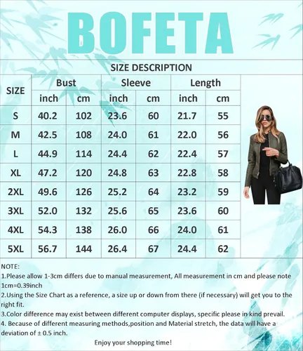 Vista 3 de BOFETA Chaquetas de manga larga de piel sintética para mujer, acolchadas y con solapa
