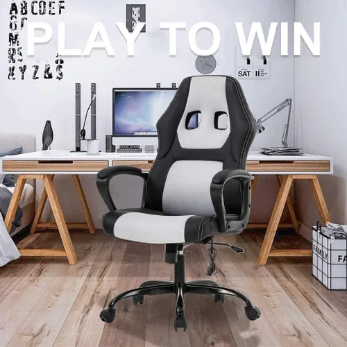 Vista 9 de Silla para videojuegos, silla de oficina de masaje, sillas ergonómicas de videojuegos, silla de computadora reclinable ajustable con soporte lumbar