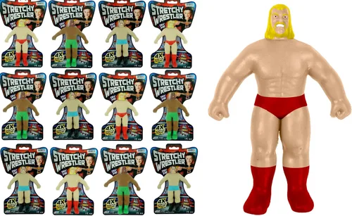 Vista 7 de JA-RU Super Elastic Wrestlers (3 luchadores) - Figura de acción clásica retro blanda para niños y adultos, juguetes para niños. Juguete