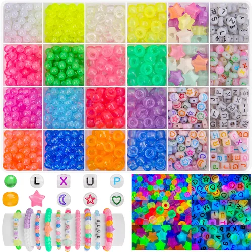 Vista 7 de 1440 piezas de cuentas redondas de acrílico mate de 6 mm de color caramelo, 24 colores surtidos de cuentas de chicle de plástico con agujero Juego