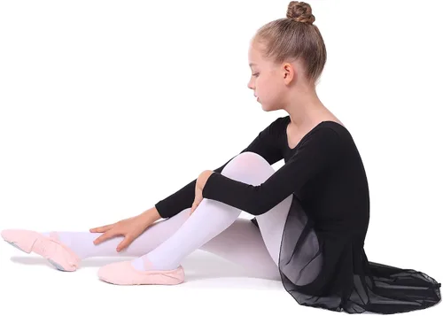 Vista 6 de Leotardos de manga larga con falda de ballet, vestidos de baile, traje de tutú para niñas pequeñas