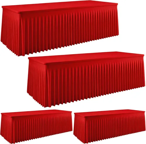 Vista 11 de Mantel rectangular de elastano negro, funda elástica ajustada para mesas rectangulares de 1,8 m, falda de mesa elástica sin arrugas para decoración