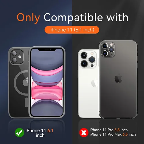 Vista 2 de Fin2feel Funda magnética para iPhone 11, con protector de pantalla de vidrio templado, [compatible con MagSafe], protección militar contra caídas a