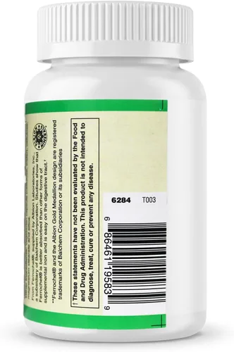 Vista 6 de Easy Iron (patentado Ferrochel®, bisglicinato de hierro) - 180 Cápsulas Vegetarianas Patented Ferrochel®, Iron Bisglycinate