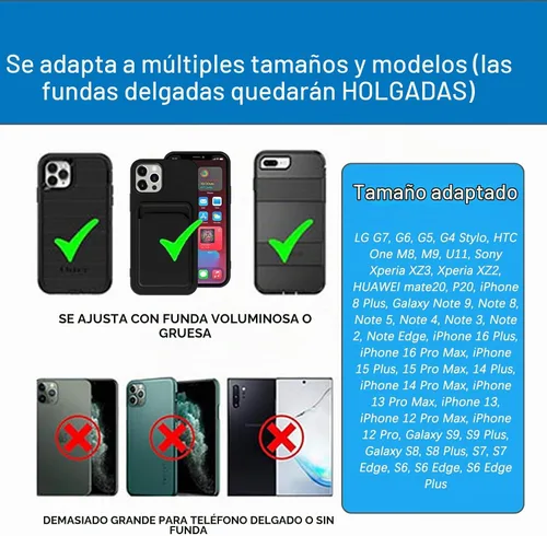 Vista 5 de Funda para teléfono, bolsa de nailon con clip para cinturón con cierre de , ranuras para tarjetas exteriores e interiores compatibles con iPhone 15