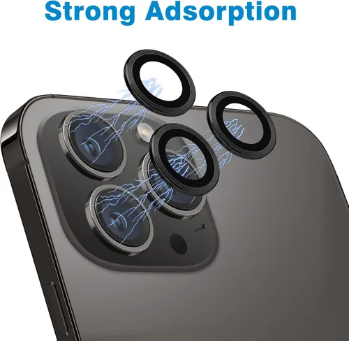 Vista 4 de Compatible con iPhone 14 Pro / 14 Pro Max, protector de lente de cámara antiarañazos, protector de lente de vidrio templado 9H, protector de Negro