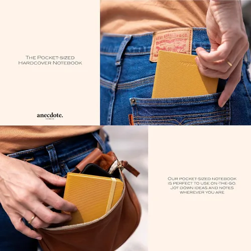 Vista 4 de ANECDOTE. Cuaderno pequeño (paquete de 2) – Diario de bolsillo de alta calidad para escribir notas – Compacto, duradero, diario de viaje ideal