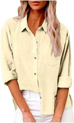 Vista 59 de SMIDOW Camisa de algodón y lino con botones para mujer