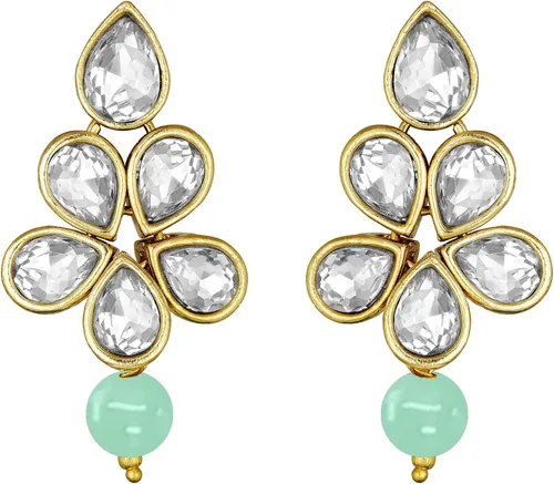 Vista 6 de Aheli Wedding Party Faux Kundan Pendant Beads Necklace Earrings Set Bollywood Party Indian Jewelry for Women