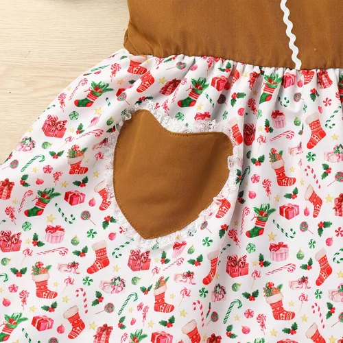 Vista 6 de IMEKIS Vestido de Navidad para niña pequeña, disfraz de Halloween, Papá Noel, muñeco de nieve, fiesta de Navidad, sesión de fotos, traje para niños
