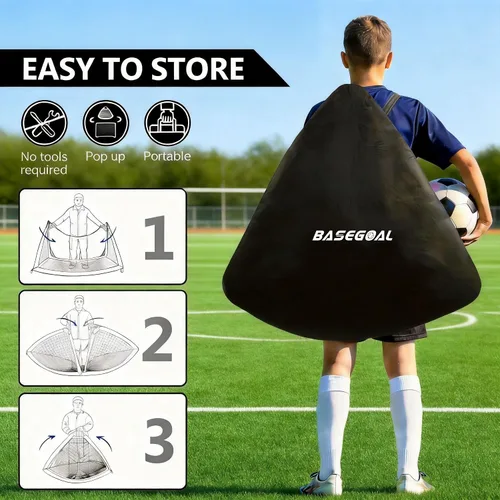 Vista 8 de BaseGoal Soccer Goals for Backyard Set of 2, 4x3ft, Mini Soccer Net Negro