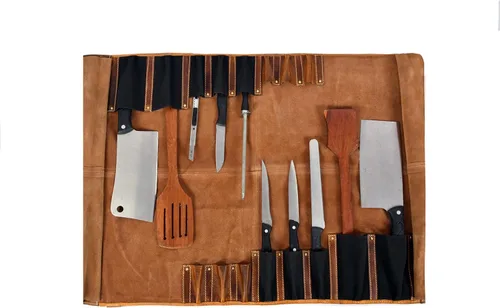 Vista 9 de Bolso Knige Roll de cuero genuino (marrón caramelo)