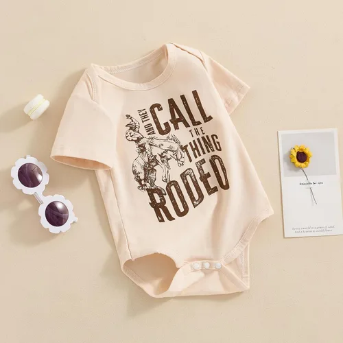 Vista 2 de SAYOO Body Occidental para Bebés Niñas y Niños, Ropa de Vaquero Country Vaquera Divertido Adorable Creeper de Una Pieza Body para Bebés