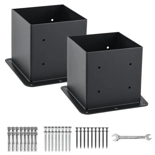 Vista 8 de 4 anclajes de poste de 6 x 6 pulgadas (tamaño interior 5.6 x 5.6) 13GA Thick Solid Steel &Powder Coated,Deck Post Brackets Support Deck Base