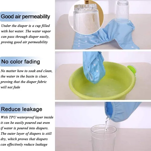 Vista 2 de Pañales de tela reutilizables lavables para bebés, 7 unidades, 7 piezas pañales