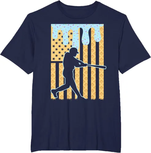 Vista 45 de Camiseta de béisbol Drip Boys Dripping Ice Cream Baseball American Flag, Negro -, Pequeña