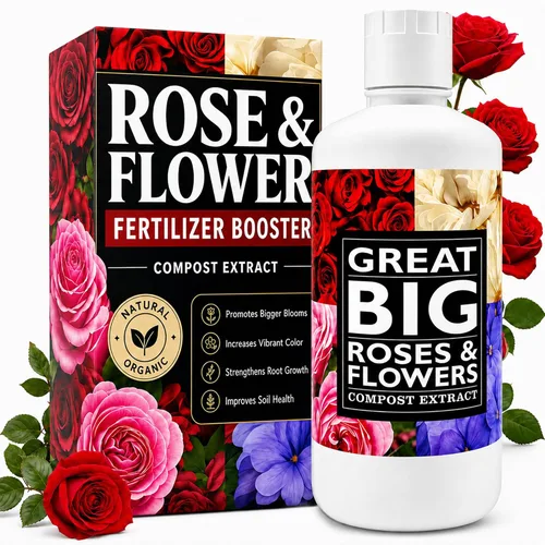 Vista 10 de Great Big Roses and Flowers - Potenciador de fertilizante líquido de rosas y flores, 70 minerales, extracto de compost, activador de suelo de jardín
