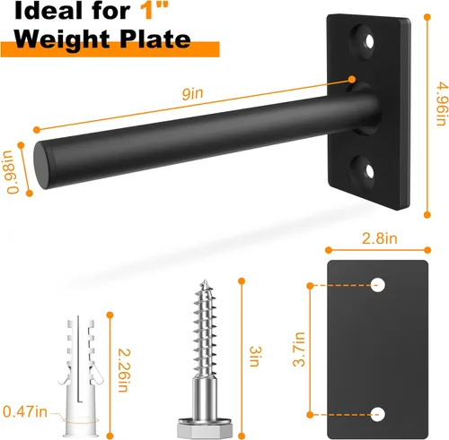Vista 3 de Weight Plate Holder, Wall Mounted Weight Rack Storage for Weight Plates, Home Gym Organizer