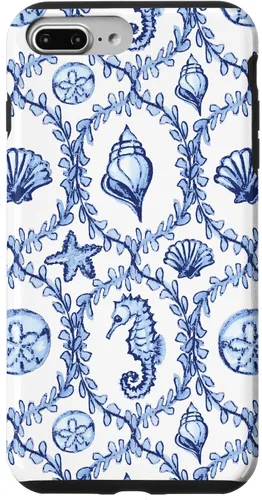 Vista 12 de Funda náutica para iPhone 12 Pro Max Coastal Nieta Preppy Shells náutica blanca azul mar