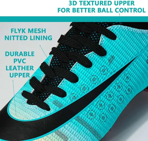 Vista 3 de HESBITEUL Zapatos de fútbol cómodos para hombre, para exteriores, interiores, para niños, para estudiantes de fútbol, zapatos deportivos de alta