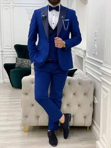 Vista 2 de Trajes ajustados para hombre, traje de 3 piezas de doble botonadura para hombres, boda, fiesta, negocios, chaleco y pantalones con corbata
