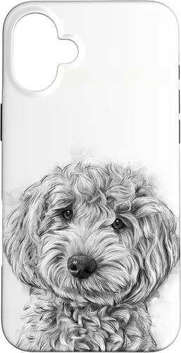 Vista 23 de iPhone 12/12 Pro Golden Doodle Retrato lindo perro ilustración caso de regalo