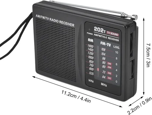 Vista 2 de R-202T Audio - Banda portátil AM/FM/TV para uso en interiores y exteriores con auriculares externos