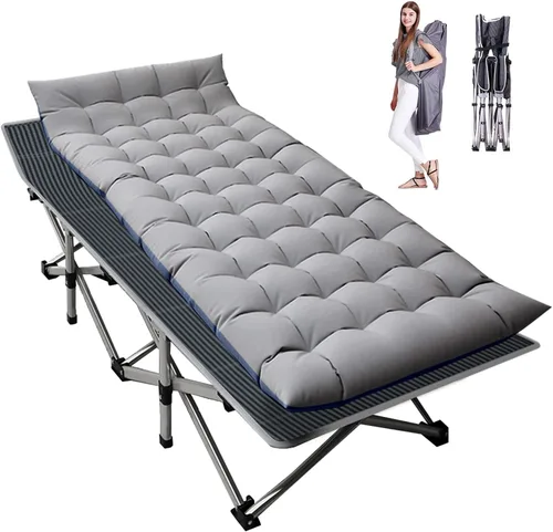 Vista 13 de LILYPELLE Catre de Camping Plegable, Catres de Dormir Extra Anchos de Servicio Pesado con Bolsa de Transporte, Catres de Campamento de Viaje Azul