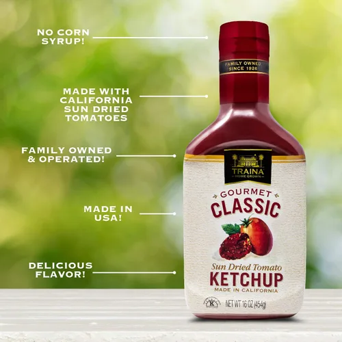 Vista 3 de Traina Home Grown Gourmet Classic Ketchup - Sin jarabe de maíz, sin OMG, botella de 16 onzas