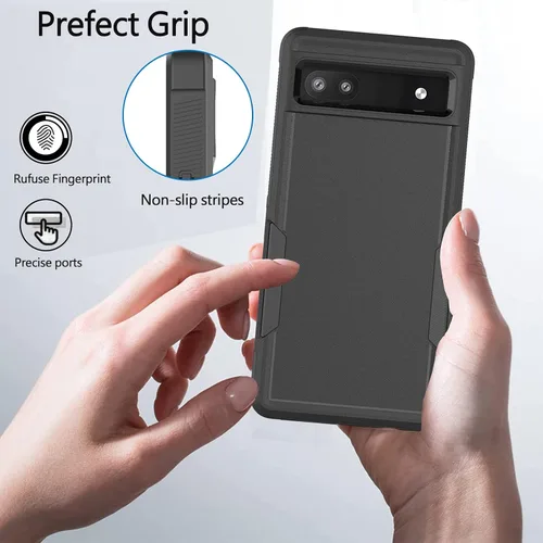 Vista 6 de Funda para Google Pixel 6A 5G, funda para teléfono de pasajeros [grado militar] 2 en 1 a prueba de golpes, resistente cubierta para Pixel 6A 5G