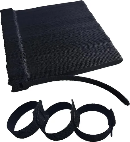 Vista 8 de 60 bridas reutilizables negras de 6 pulgadas, correas de cable ajustables multiusos, organizador de cables, gestión de cables de gancho y envoltura