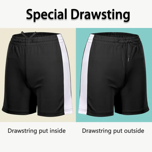 Vista 2 de MIVEI Pantalones cortos deportivos de fútbol para niñas pantalones cortos deportivos de baloncesto de secado rápido para gimnasio pantalones cortos