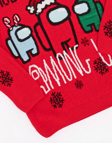 Vista 4 de Among Us Jersey de Navidad para niños y niños, diseño de tripulación