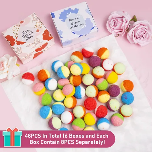 Vista 5 de 48 bombas de baño naturales y orgánicas para mujeres y niños, ricas en aceites esenciales, relajación y alivio del estrés, juego de regalo de bombas