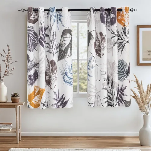 Vista 22 de SUBRTEX - Cortinas opacas de 52Wx63L, cortinas florales para oscurecer la habitación, cortinas de ventana aisladas térmicamente de 2 paneles