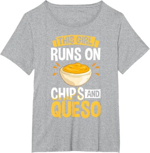 Vista 15 de Queso Dip Camiseta Chile con Queso Salsa Mexican Chips Chile con Queso, Negro, S