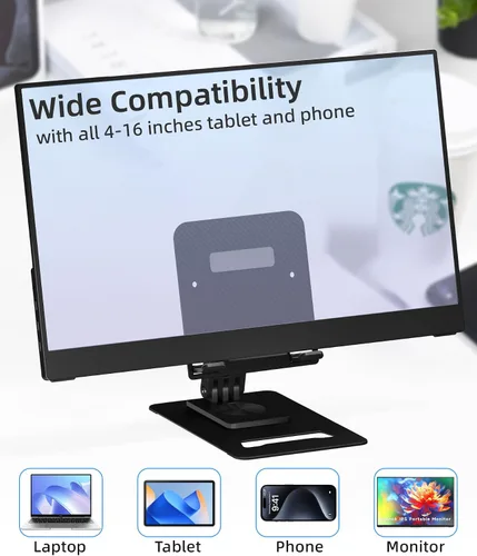 Vista 2 de Ingnok Soporte ajustable para tableta, soporte para monitor portátil compatible con monitor portátil, tableta, teléfono, iPad, Surface Pro, Kindle