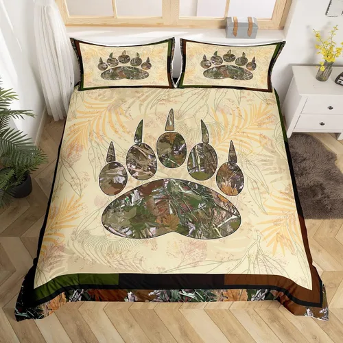 Vista 13 de Funda de edredón de cabaña marrón retro, juego de ropa de cama de retazos con diseño de oso del bosque, ciervos para cabaña rústica, funda de Multi